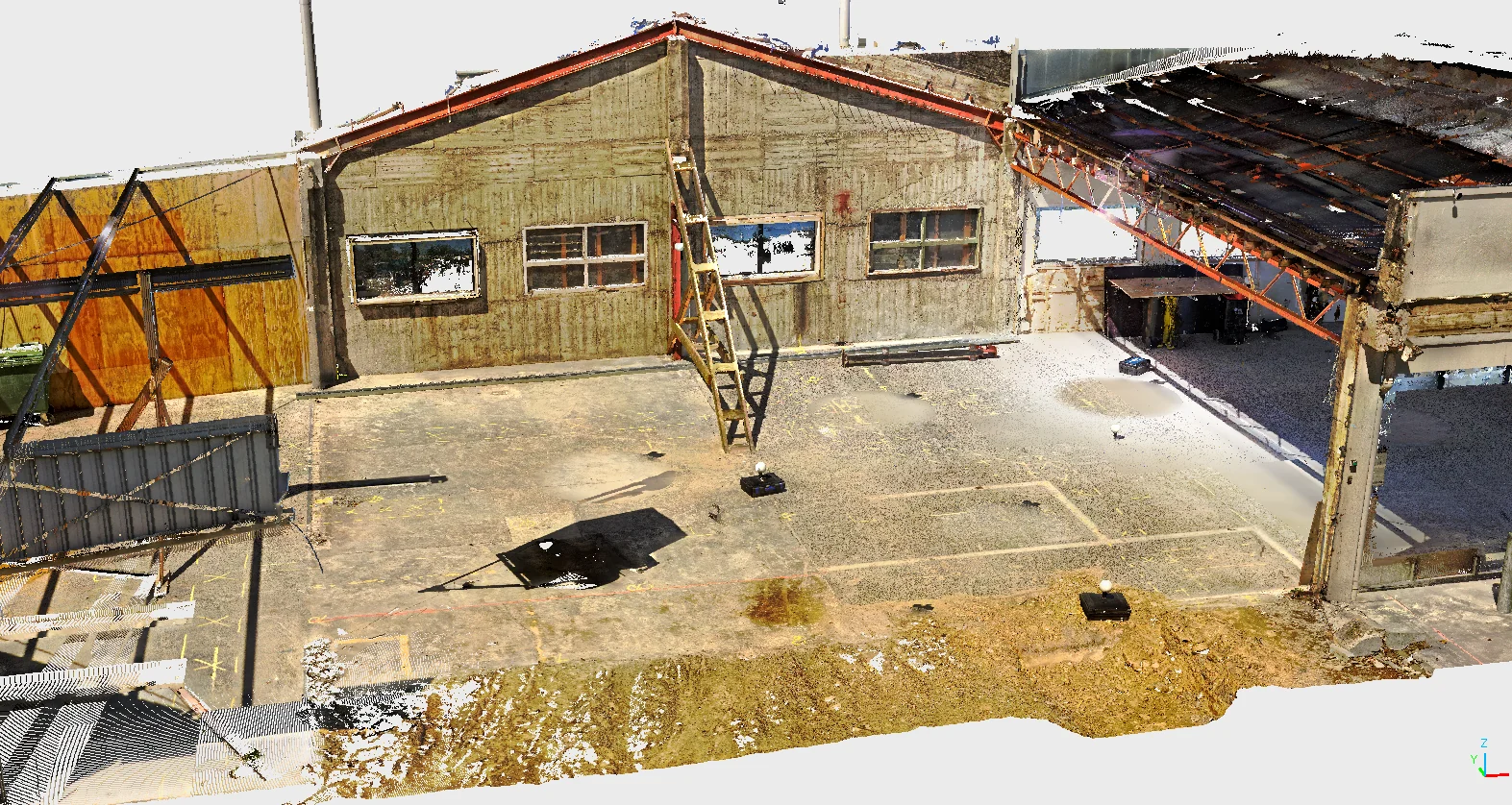 Point-cloud sample showing an existing industrial building