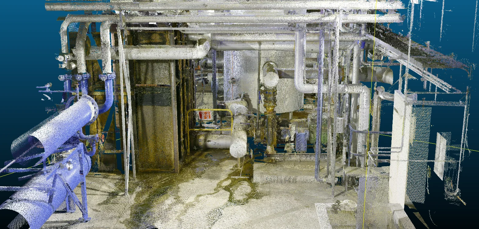 Wide point-cloud sample of a complex plantroom